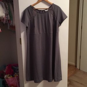 Grey Maternity Dress with Lace Detail